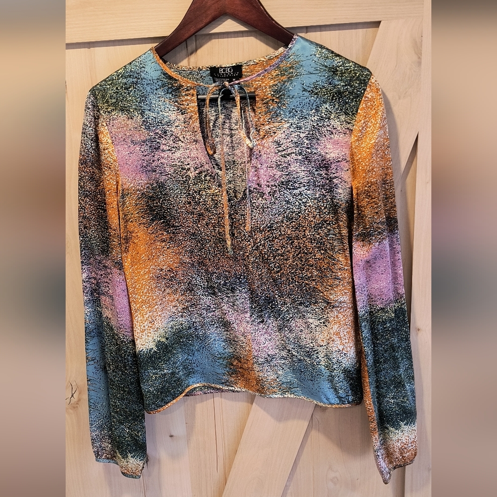 BCBGMAXAZRIA Multi Color Silk Top